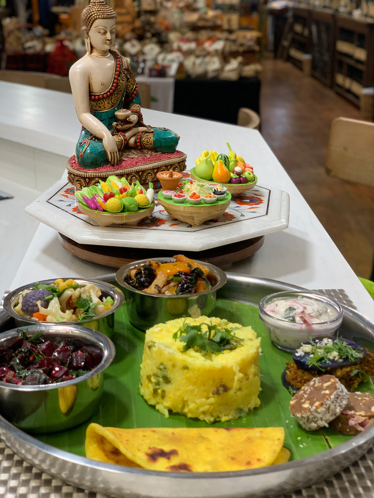 02/27/2022 - Come experience a beautifully balanced Ayurvedic vegetarian thali (plate)